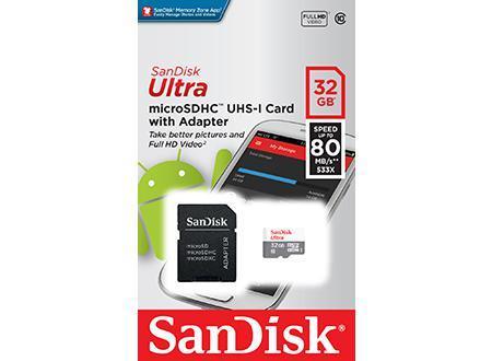 Cartão de Memória Ultra Micro SDHC 32GB + Adaptador - SANDISK
