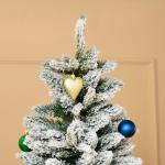 Árvore de Natal Ø95x210cm Neve Artificial com 784 Pontas de Ramos Ignífugos e Suporte de Aço Decoração de Natal para Interiores Verde e Branco