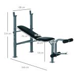 Banco de Musculação máquina de fitness com encosto ajustável 165x68x114cm Preto
