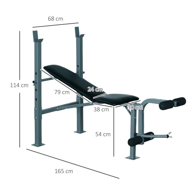 Banco de Musculação máquina de fitness com encosto ajustável 165x68x114cm Preto