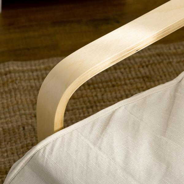 Poltrona Relax com Apoio para os Pés Ajustável Estofada em Tecido com Estrutura de Madeira 66,5x94x100 cm Creme