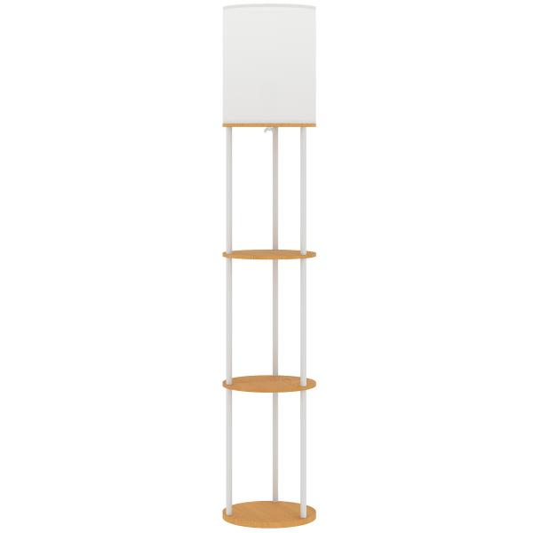 Candeeiro de Pé com Prateleiras 3 Temperaturas de Cor Controlo Remoto e Casquilho E27 Ø29x158 cm Madeira