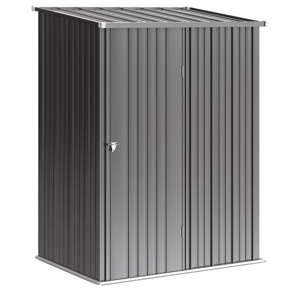 Abrigo de Jardim 1,34m² 161,5x94,5x196 cm Abrigo de Exterior de Aço Galvanizado com Porta e Fechadura Preto