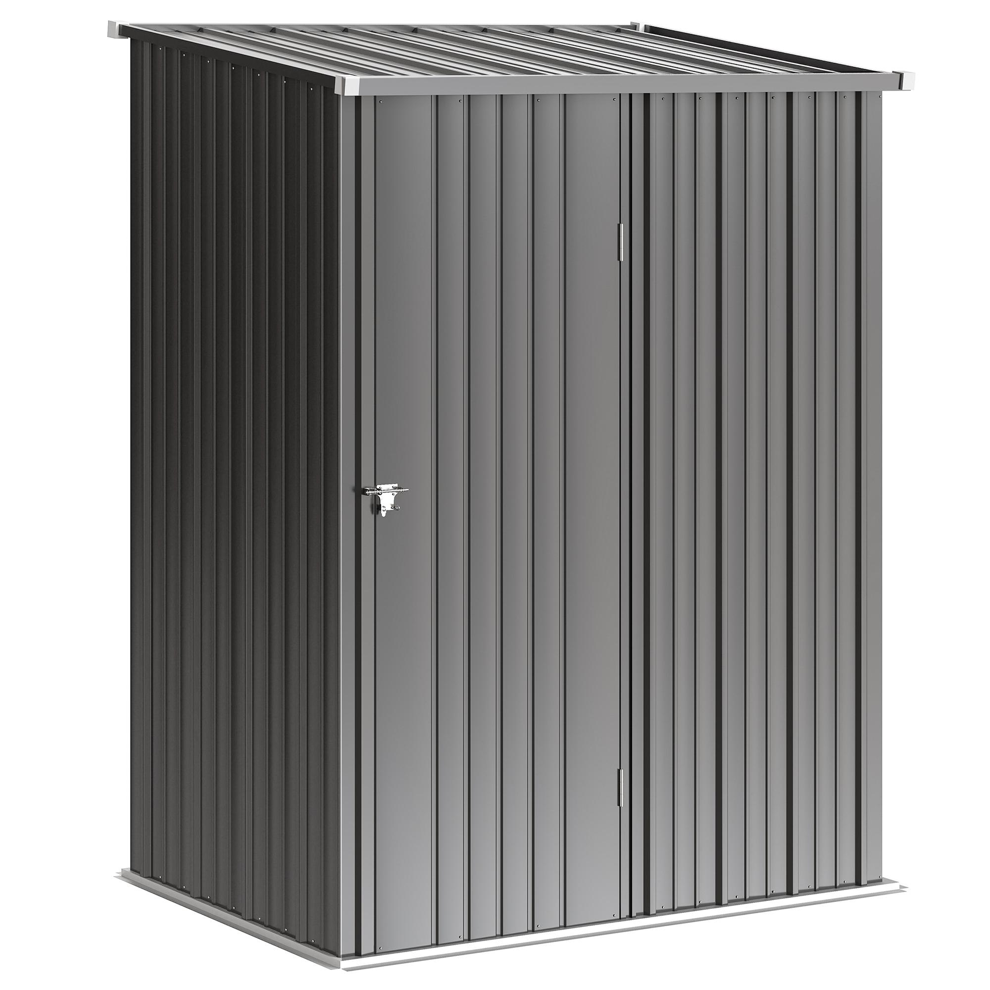 Abrigo de Jardim 1,34m² 161,5x94,5x196 cm Abrigo de Exterior de Aço Galvanizado com Porta e Fechadura Preto