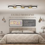 Candeeiro de Teto Regulável com 4 Focos Controlo Remoto Modos de Cena 1500 lm 38 W 3000 K - 6500 K 100x31x7 cm Preto e Dourado