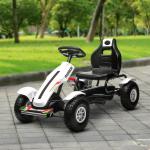 Kart a Pedais para Crianças com Assento Ajustável Pneus de Goma Travão de Mão para Crianças de 5 - 12 Anos 121x58x61 cm Branco