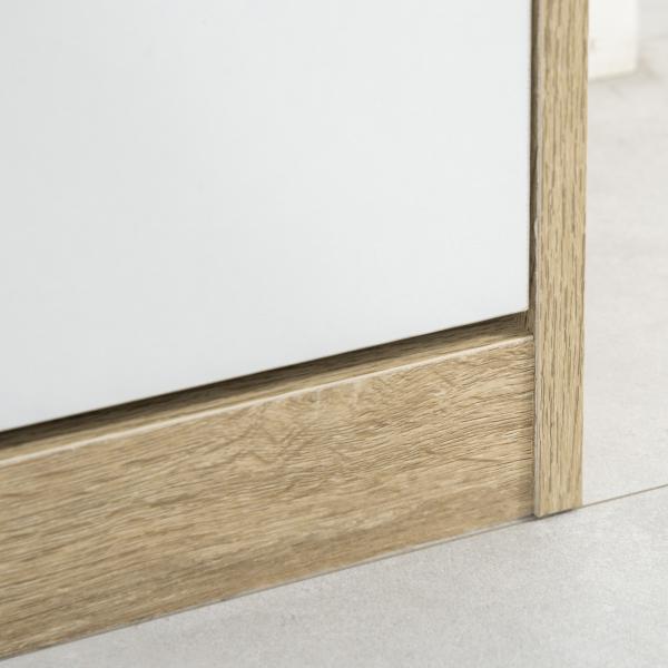 Armário para Sapatos Sapateira de Madeira com 2 Portas Abatíveis 4 Prateleiras de Armazenamento Capacidade 8 Pares de Sapatos para Entrada Corredor Dormitório 62,5x26x81cm Branco e Natural