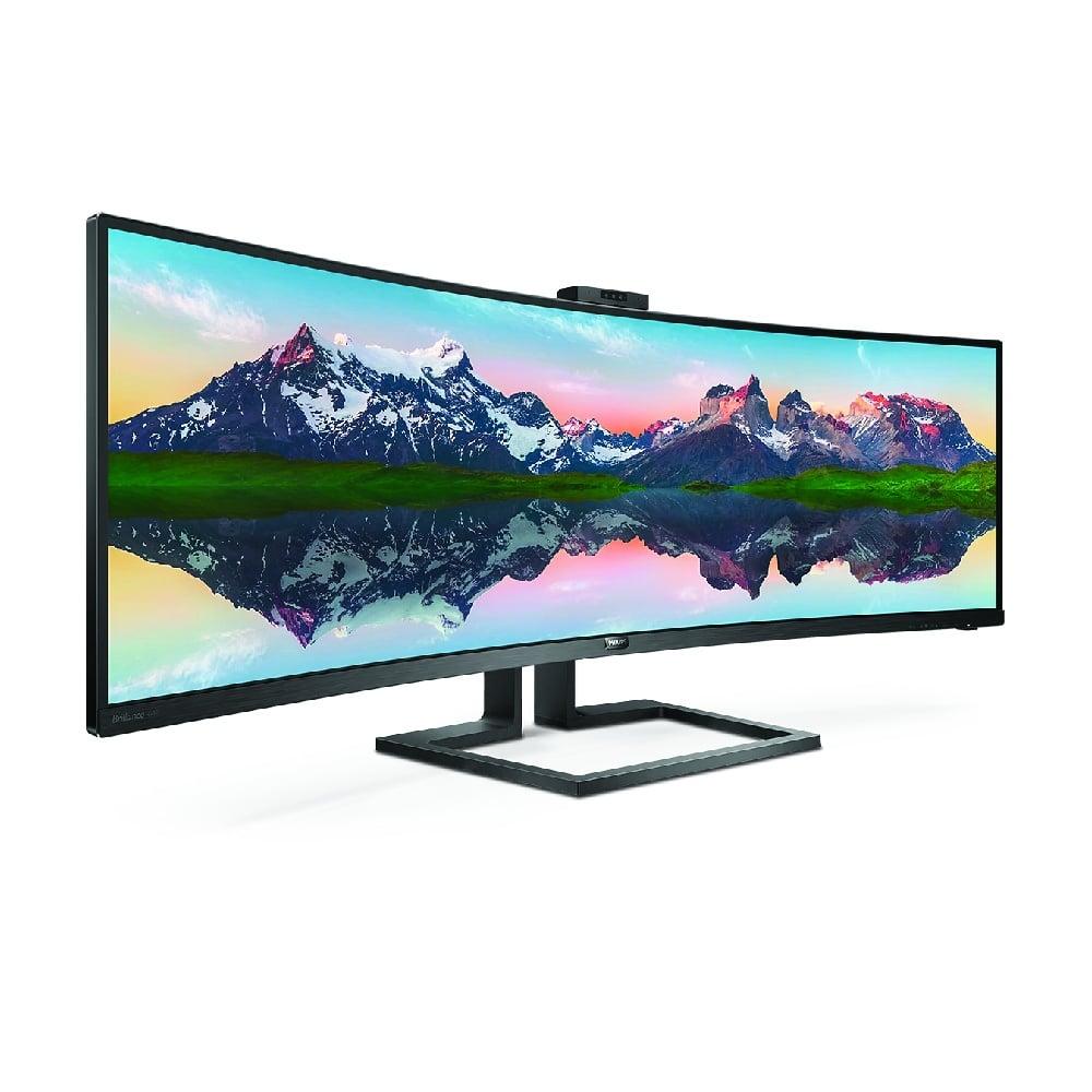 Monitor Profissional Ultrapanorâmico Curvo Philips 499P9H 48.8" Dual QHD Webcam Multimedia Regulável em Altura Preto — Recondicionado