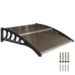 Marquise para Portas e Janelas 103x96,5 cm Marquise com Proteção para Sol e Chuva com Painéis de Policarbonato Preto e Marrom
