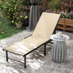Espreguiçadeira Reclinável de Jardim Exterior com Encosto Ajustável em 4 Posições e Estrutura de Aço, 166x60x84 cm, Caqui