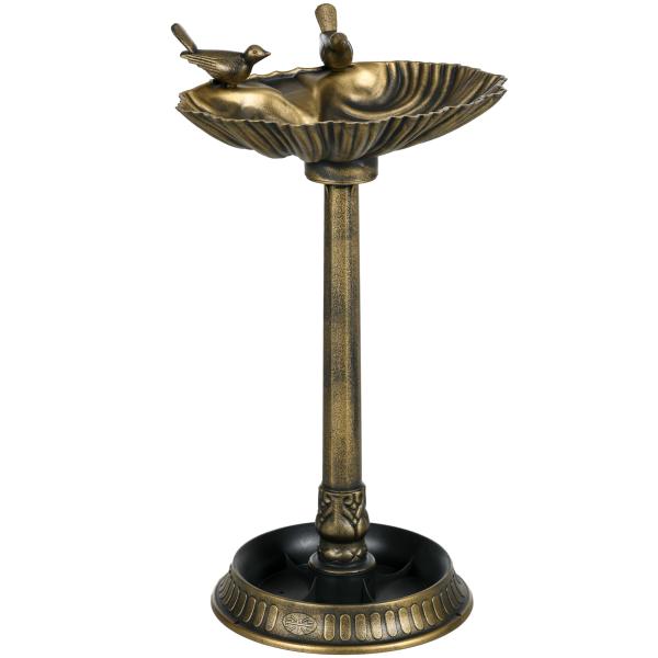 Banho para Pássaros de Jardim Exterior 81 cm com Design em Concha e Acabamento Envelhecido Leve e Resistente Bronze