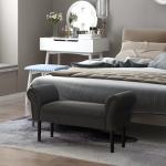 Banco de Pé de Cama Banco com Braços Curvados Estofado e Pés de Madeira Carga Máxima 130kg 102x31x51cm Preto
