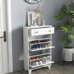 Sapateira Branca Móvel Sapateira Estreita com 2 Portas e 1 Gaveta para 8 Pares de Sapatos 60x23,5x98,5 cm Branco