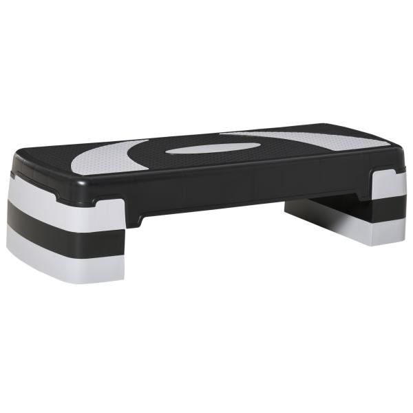 Step para Exercício Aeróbico Plataforma Step com Altura Ajustável em 3 Níveis com Carga Máxima 150kg para Exercício em Academia Casa 80x31x10 - 20cm Preto e Branco