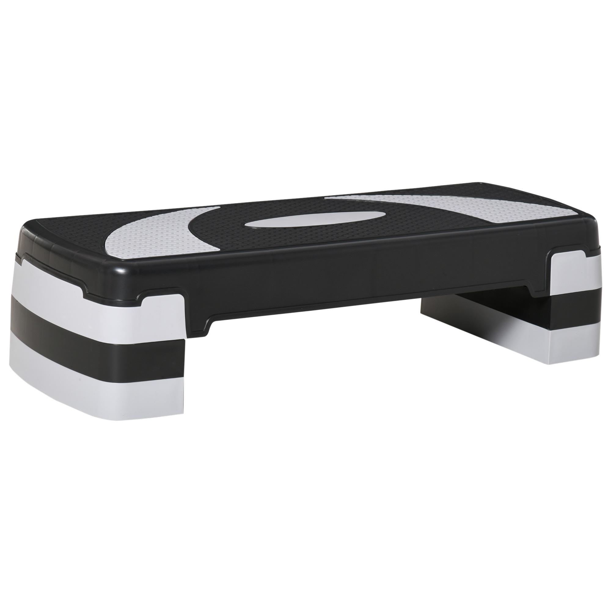 Step para Exercício Aeróbico Plataforma Step com Altura Ajustável em 3 Níveis com Carga Máxima 150kg para Exercício em Academia Casa 80x31x10 - 20cm Preto e Branco
