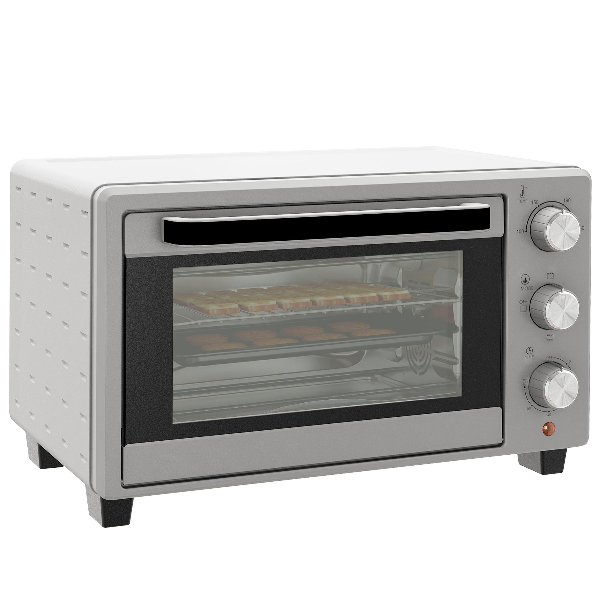 Mini Forno Elétrico 21L 1400W com Temporizador até 60min e Temperatura Ajustável até 230℃ 46x38,5x29 cm Prata