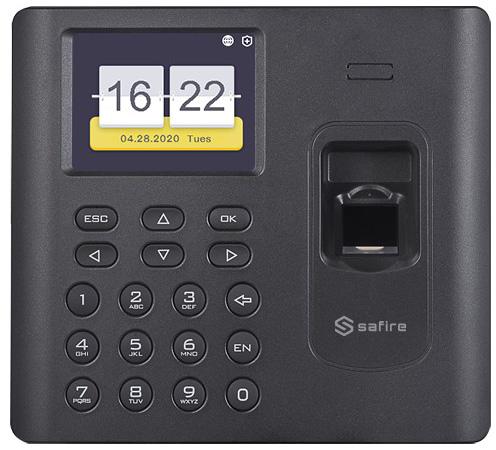 Leitor Biométrico Autónomo de Presença c/ Impressão Digital, Cartão EM e Password (Preto) - SAFIRE
