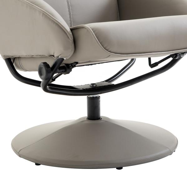 Poltrona Relax Reclinável até 145° com Banco de Apoio para os Pés Poltrona Giratória 360° Estofada em PU e Estrutura de Aço 78x67x98cm Cinza
