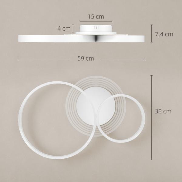 Candeeiro de Teto LED 40W Candeeiro Moderno com Iluminação LED 3000K/4000K/6500K 59x38x7,4 cm Branco