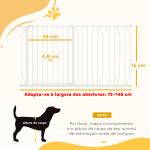 Barreira de Segurança para Cães Extensível para Escadas e Portas 75 - 145cm com 3 Extensões Altura 76cm Branco
