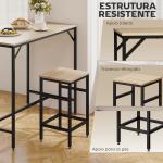Conjunto de Mesa de Bar com 4 Bancos com Apoio para os Pés Conjunto de Móveis de 5 Peças Mesa de 100x60x88cm e Bancos de 32x32x57cm para Sala de Jantar Cozinha Preto e Carvalho