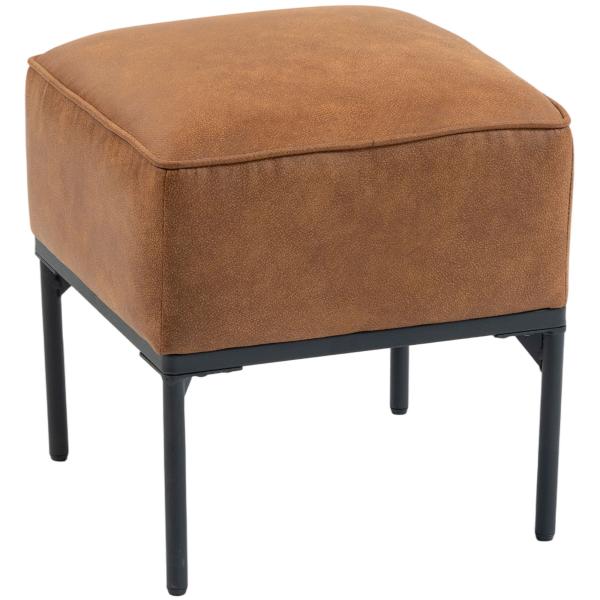 Banco Estofado em PU com Pés de Aço Acolchoado Espesso Estilo Moderno Otomana para Quarto 40x40x46 cm Castanho