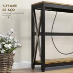 Mesa Consola de Estilo Industrial Mesa de Entrada de 2 Níveis com Estação de Carregamento 100x24x75 cm Castanho Rústico