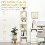 Estante de Livros em Forma de S Estante com 5 Prateleiras Abertas para Sala de Estar Escritório Anti - Tombo 33x28x161cm Branco