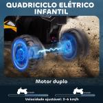 Quadriciclo Elétrico para Crianças de 3 - 5 Anos Veículo Eléctrico a Bateria 12V com 2 Motores 83x53x55,5 cm Amarelo
