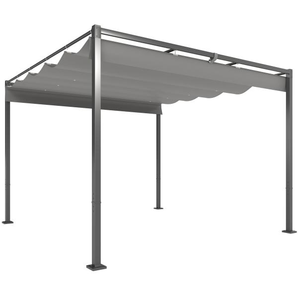 Pérgola com Telhado Retrátil Pérgola de 3x3 m com Fecho Magnético Proteção UV30+ Pérgola para Jardim Cinzento