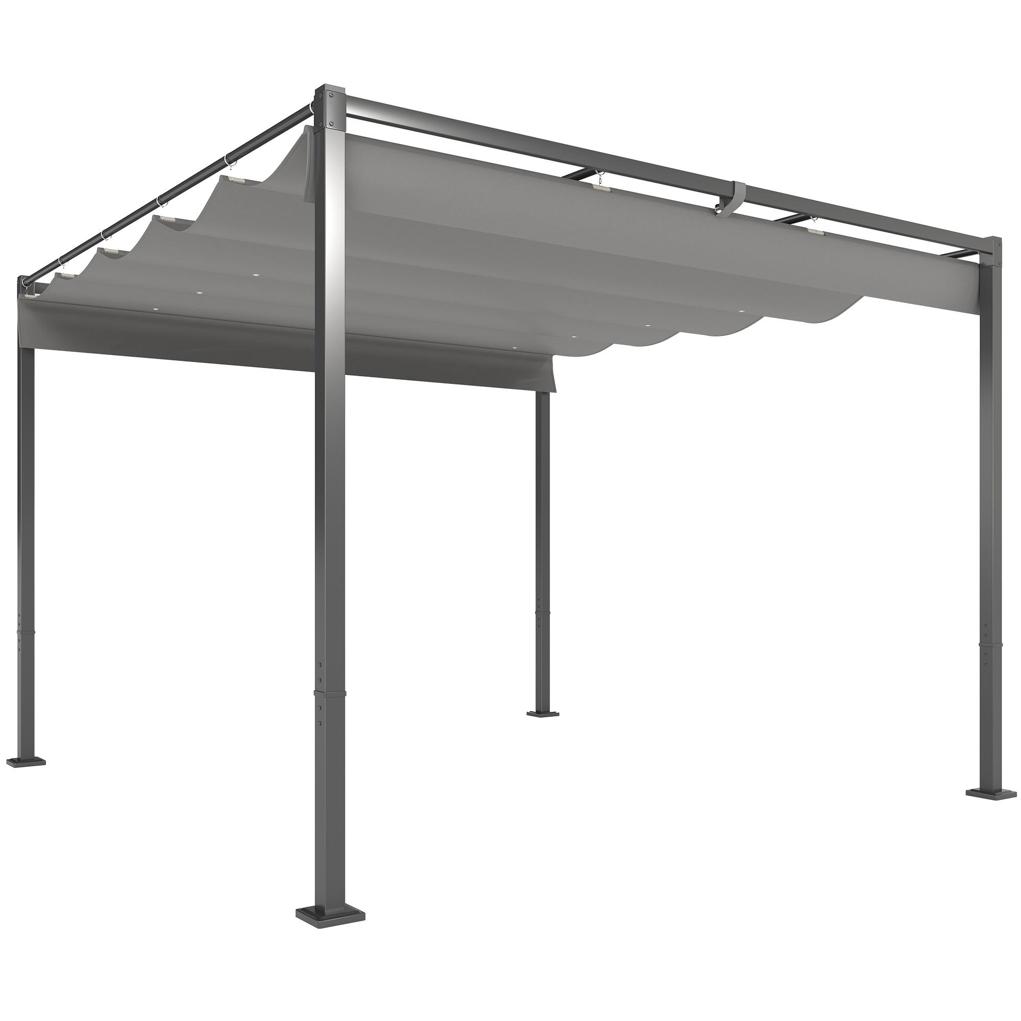 Pérgola com Telhado Retrátil Pérgola de 3x3 m com Fecho Magnético Proteção UV30+ Pérgola para Jardim Cinzento