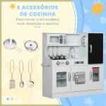 Cozinha de Brincar para Crianças Cozinha Infantil de Madeira com Acessórios Máquina de Gelo e Ardósia 83,8x26,8x81 cm Branco