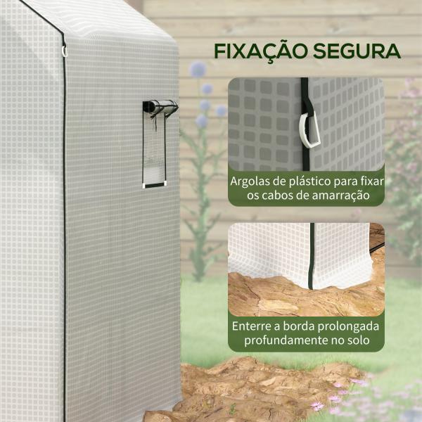 Cobertura de Substituição para Estufa 140x143x190 cm com Janela Porta Anti - UV Proteção de Plantas para Jardim Branco