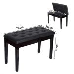 Banco de Piano Banco para Piano com Espaço de Armazenamento Assento de Couro Sintético Acolchoado76x36x50cm Preto