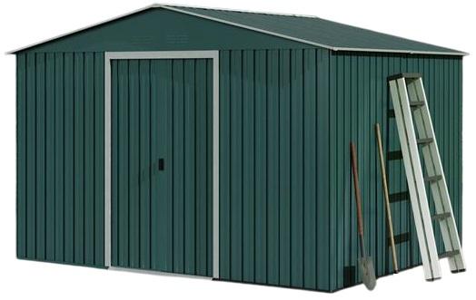 Casa Galpão Abrigo Metálico c/ Portas Correr 304,5x243x214,5cm (7,4m2) Verde - SUNGARDEN