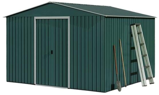 Casa Galpão Abrigo Metálico c/ Portas Correr 300x304,5x214,5cm (9,14m2) Verde - SUNGARDEN