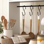 Armário de Cozinha Alto Móvel Auxiliar de Cozinha com 6 Ganchos para Chávenas 2 Portas de Vidro Prateleiras Abertas 80x40x152 cm Branco