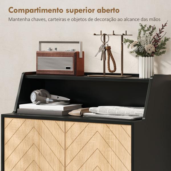 Sapateira para Entrada com Prateleiras Ajustáveis para 15 Pares de Sapatos 75x35x104 cm Preto e Madeira