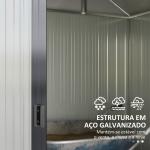 Abrigo de Jardim 2,7 m² 238x132x198,5 cm com Base Prateleiras Ajustáveis 2 Portas e 2 Janelas de Ventilação Cinza Escuro