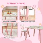 Conjunto de Mesa e Cadeiras para Crianças de 3 Peças Mesa Infantil com 2 Cadeiras Conjunto de Móveis para Atividades Rosa