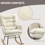 Poltrona Baloiço Estofada em Chenilla com Pés de Madeira de Faia e Apoio para os Braços para Lactância 71x98,5x97 cm Bege