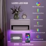 Conjunto de 2 Mesas de Cabeceira Flutuantes com Luzes LED RGB Controlo por APP e Prateleira Aberta 37x32x21 cm Branco