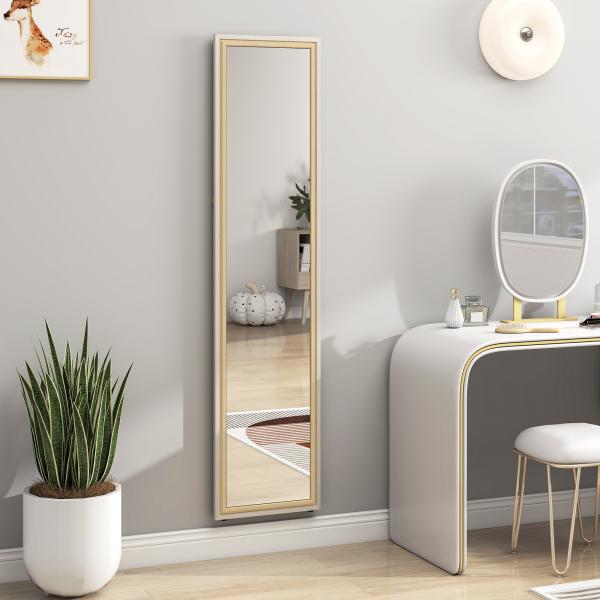 Espelho de Pé 157x37 cm Espelho Corpo Inteiro Grande com Moldura Bicolor para Utilizar Inclinado ou Suspenso Madeira