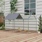 Gaiola para Pequenos Animais de Aço com 1 Porta Superior e Cobertura Anti - UV para Exterior Jardim 198x100x120 cm Prata