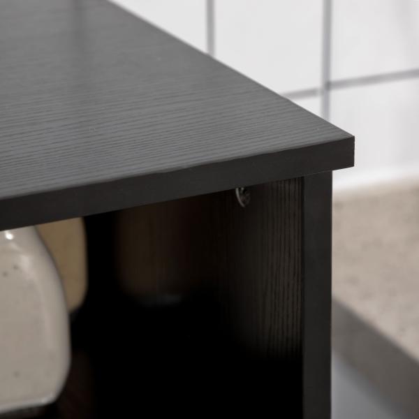 Aparador Auxiliar para Microondas Buffet de Cozinha com 2 Armários com Portas 1 Gaveta e Prateleiras 90x40x120 cm Preto