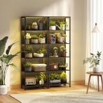 Estante de 5 Níveis com Luzes LED de 7 Cores Estante para Livros Estante de Estilo Industrial 60x30x179 cm Preto