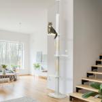 Arranhador para Gatos do Chão ao Teto com Altura Ajustável e 3 Plataformas em Forma de Nuvem 48x32x225 - 255 cm Branco