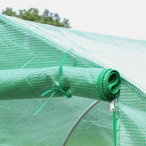 Estufa Tipo Túnel 400x200x200cm Estufa de Jardim com 6 Janelas Transpiráveis e Portas Enrolável com Zíper para Cultivo de Plantas e Verduras Verde