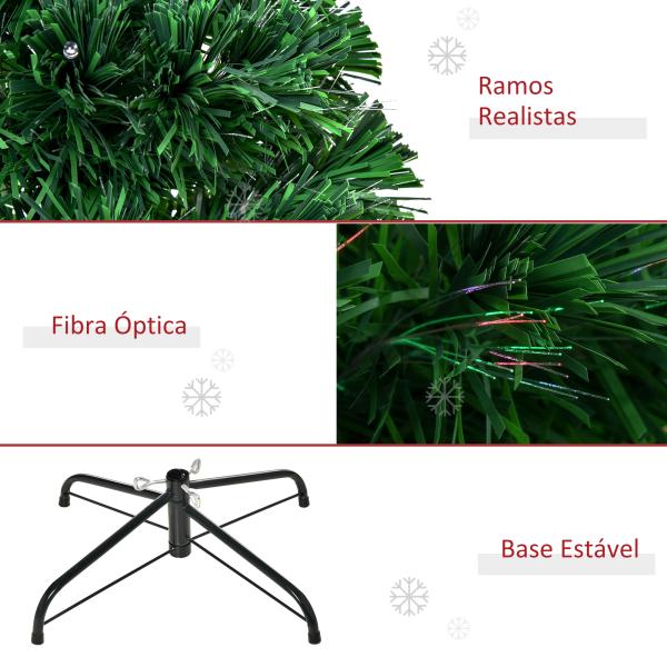 Árvore de Natal Artificial 150 cm Árvore de Natal com Fibra Óptica e Suporte Metálico Decoração de Natal Ø75x150 cm Verde