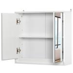Armário de Casa de Banho com Espelho Móvel Suspenso de Casa de Banho com Prateleira Interior Ajustável 48x14,5x45 cm Branco